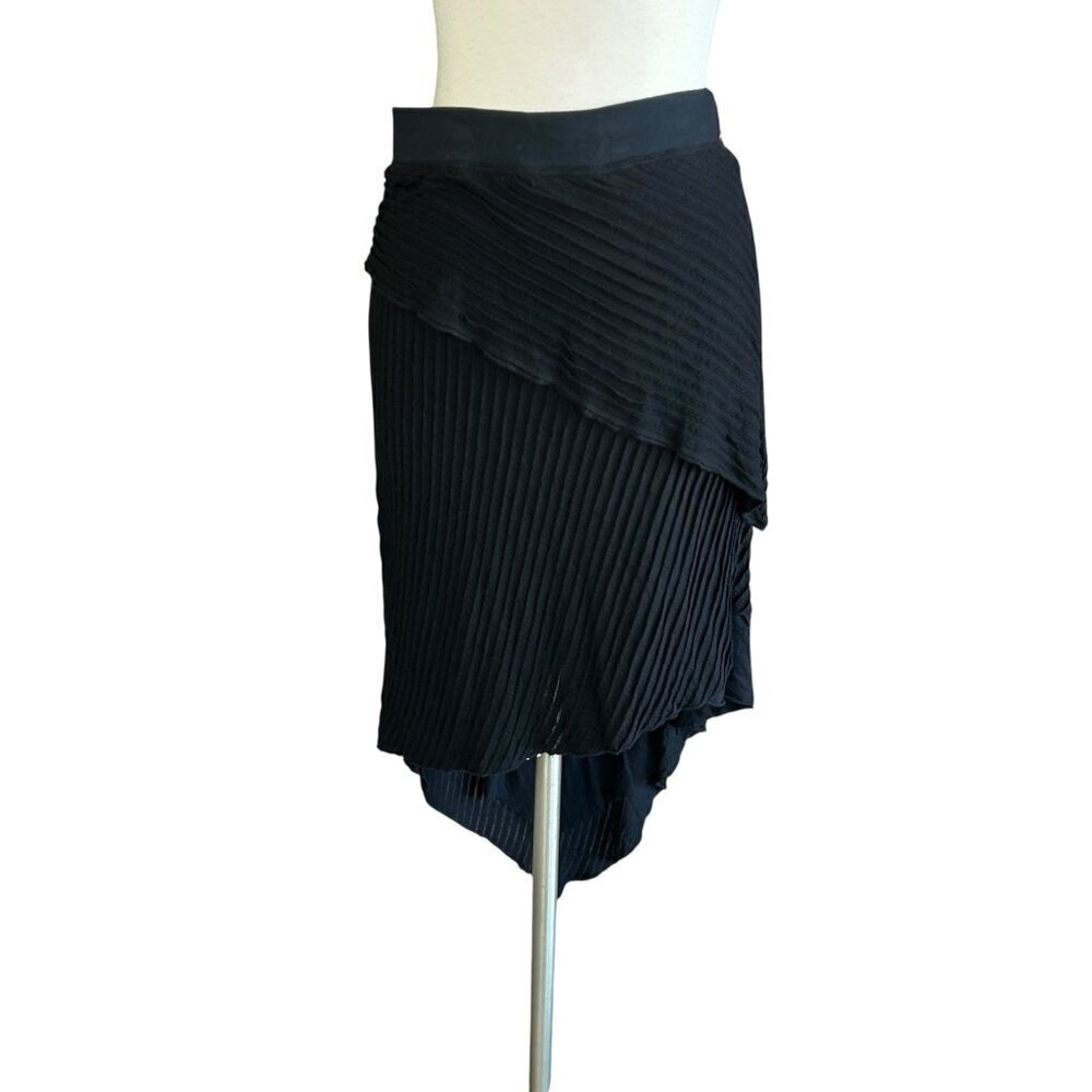 Hard Tail Forever Black Mini Pleated Asymmetrical Tiered Skirt Size Small